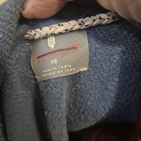 FREE PEOPLE Blue Hooded Baja Pullover poncho Like New Oversized  Hippie Boho - Picture 10 of 14